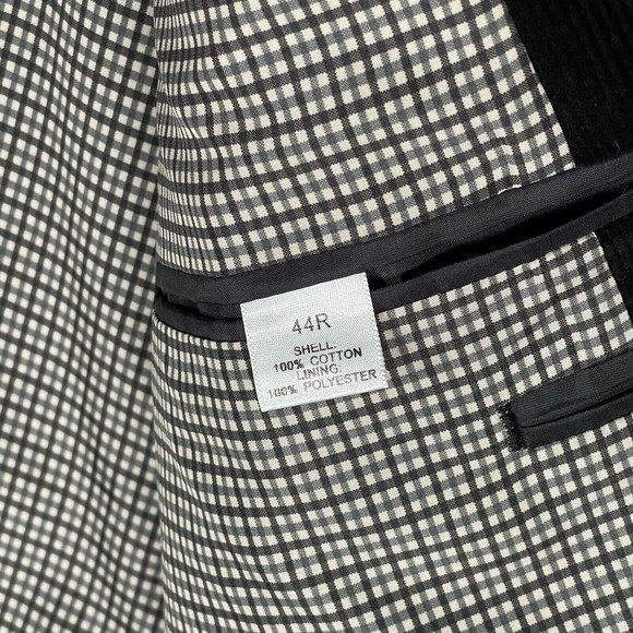 NWT Saddlebred 44R Corduroy Cotton Sport Coat Blazer Jacket Solid Black 2 Button - Picture 8 of 10